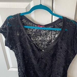 Black Lace V-Neck Top